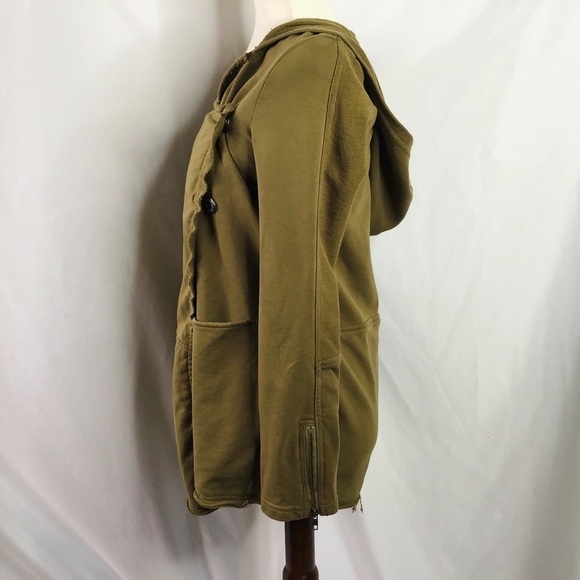 THEREAL Jacket Size Small Asymmetrical Boho Raw Edge Cotton Green - Picture 3 of 16